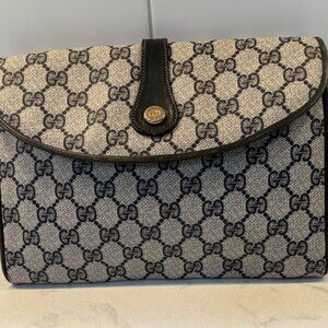 Vintage Gucci Navy Clutch Shoulder Bag – 1980’s Style, No Strap